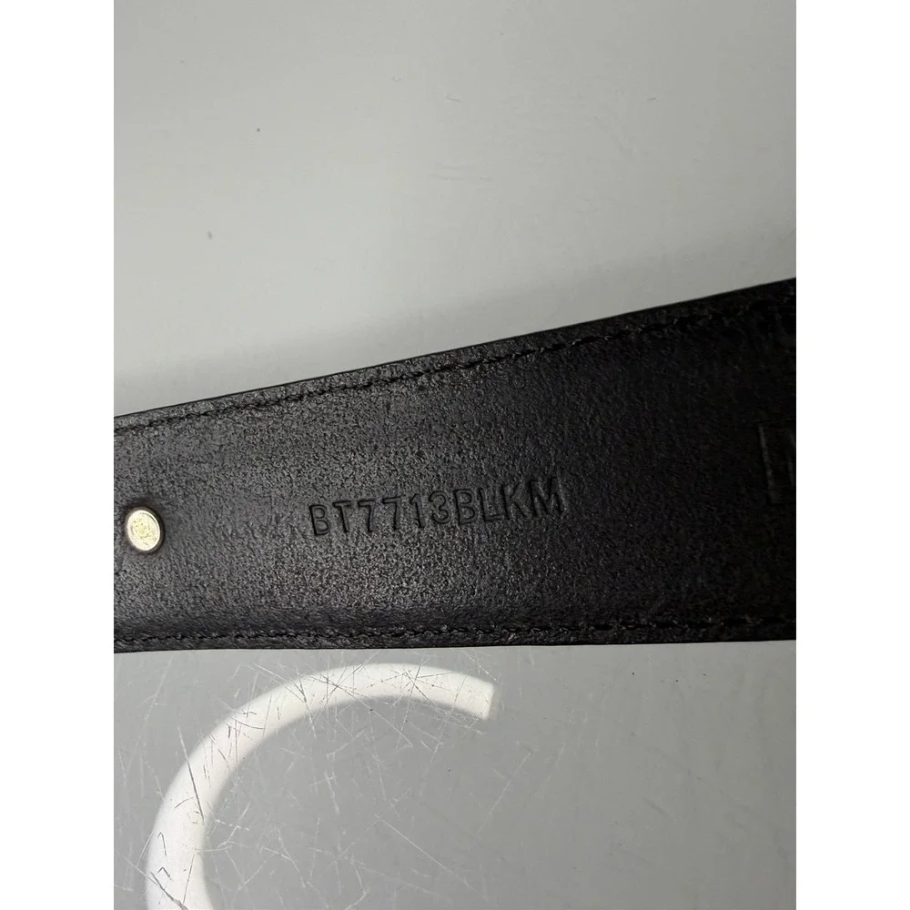Women's Fossil Black Genuine Leather Belt With Metal Accents Hearts Size Medium